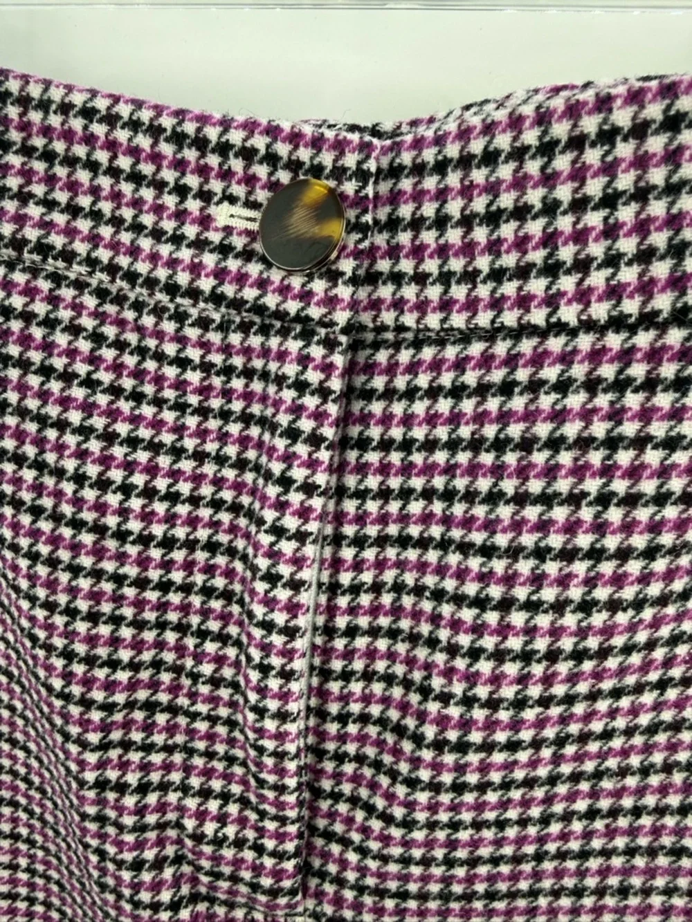 Ann Taylor Houndstooth Pants Size 12 purple Black High Rise Straight Leg Career